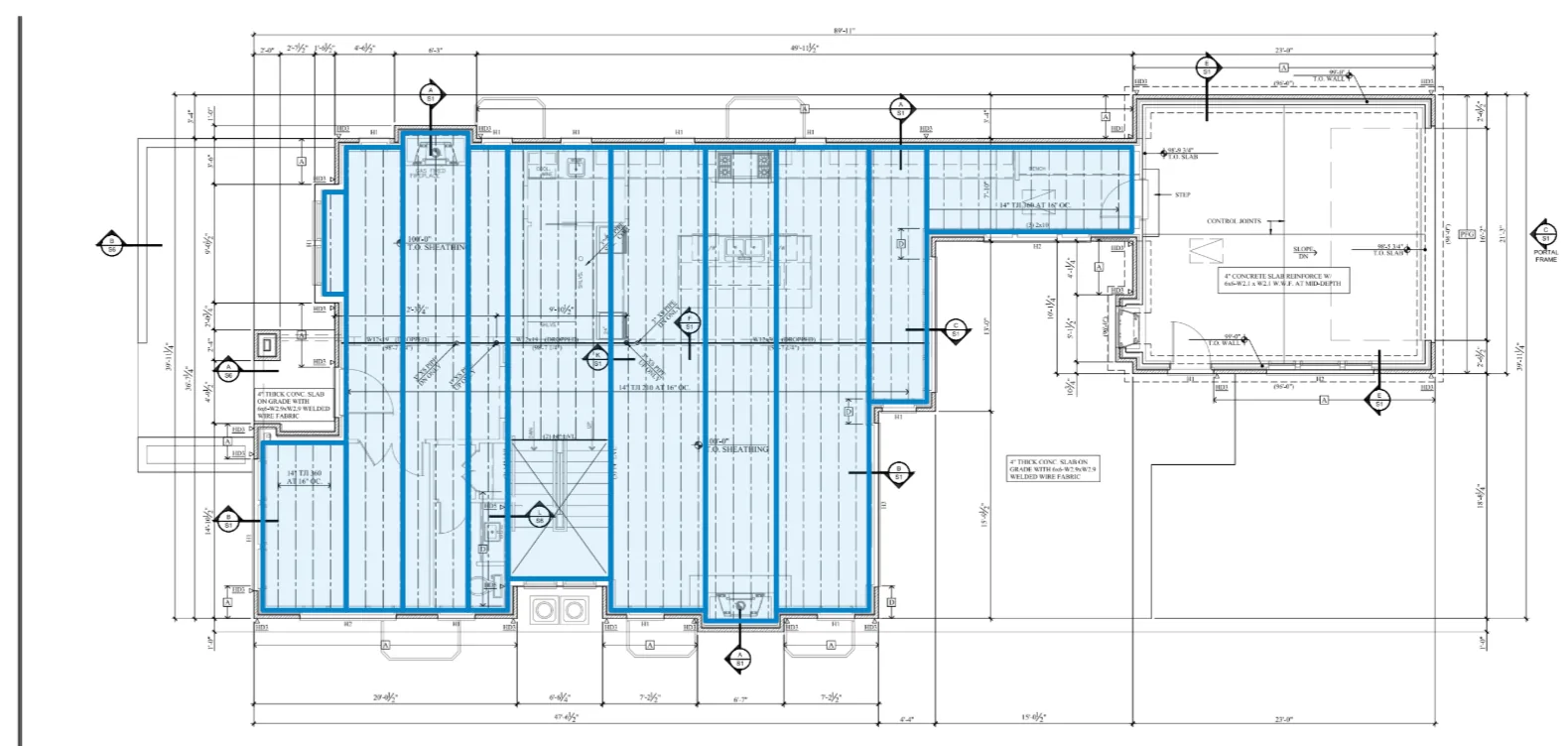 Framing plan with joist bays traced by Talli
